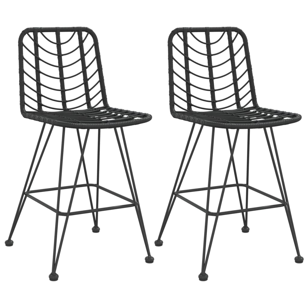 Bar stools set of 2 Black Woven resin and steel