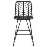 Bar stools set of 2 Black Woven resin and steel