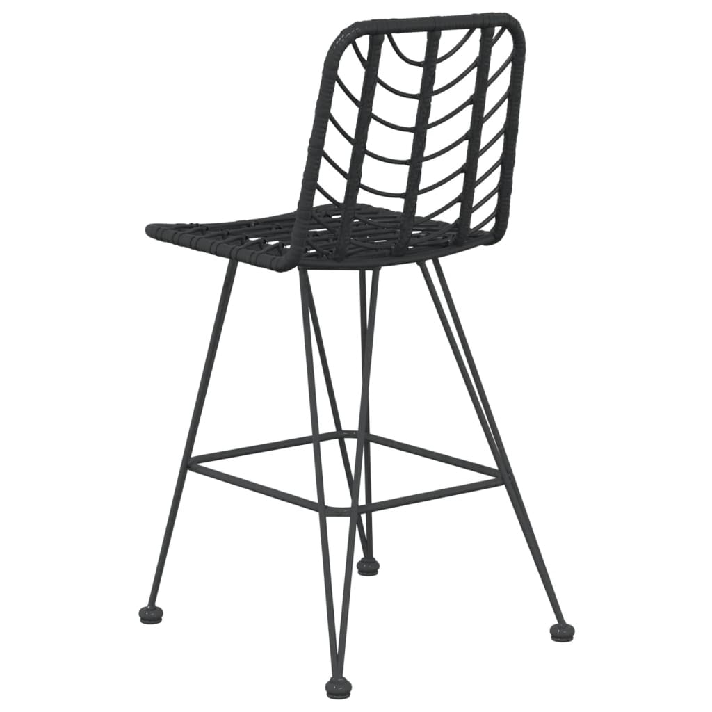 Bar stools set of 2 Black Woven resin and steel