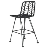 Bar stools set of 2 Black Woven resin and steel