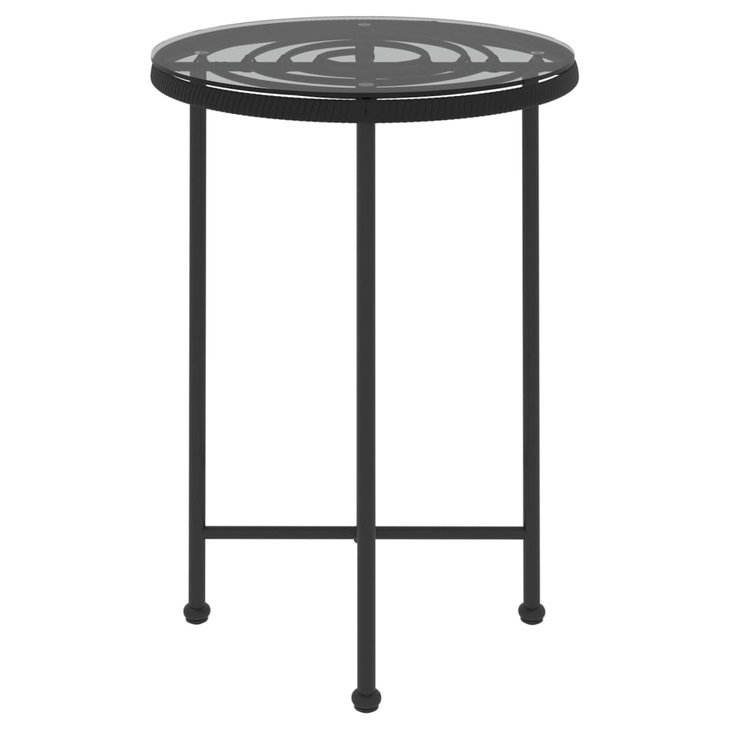 Black dining table Ø55 cm Tempered glass and steel