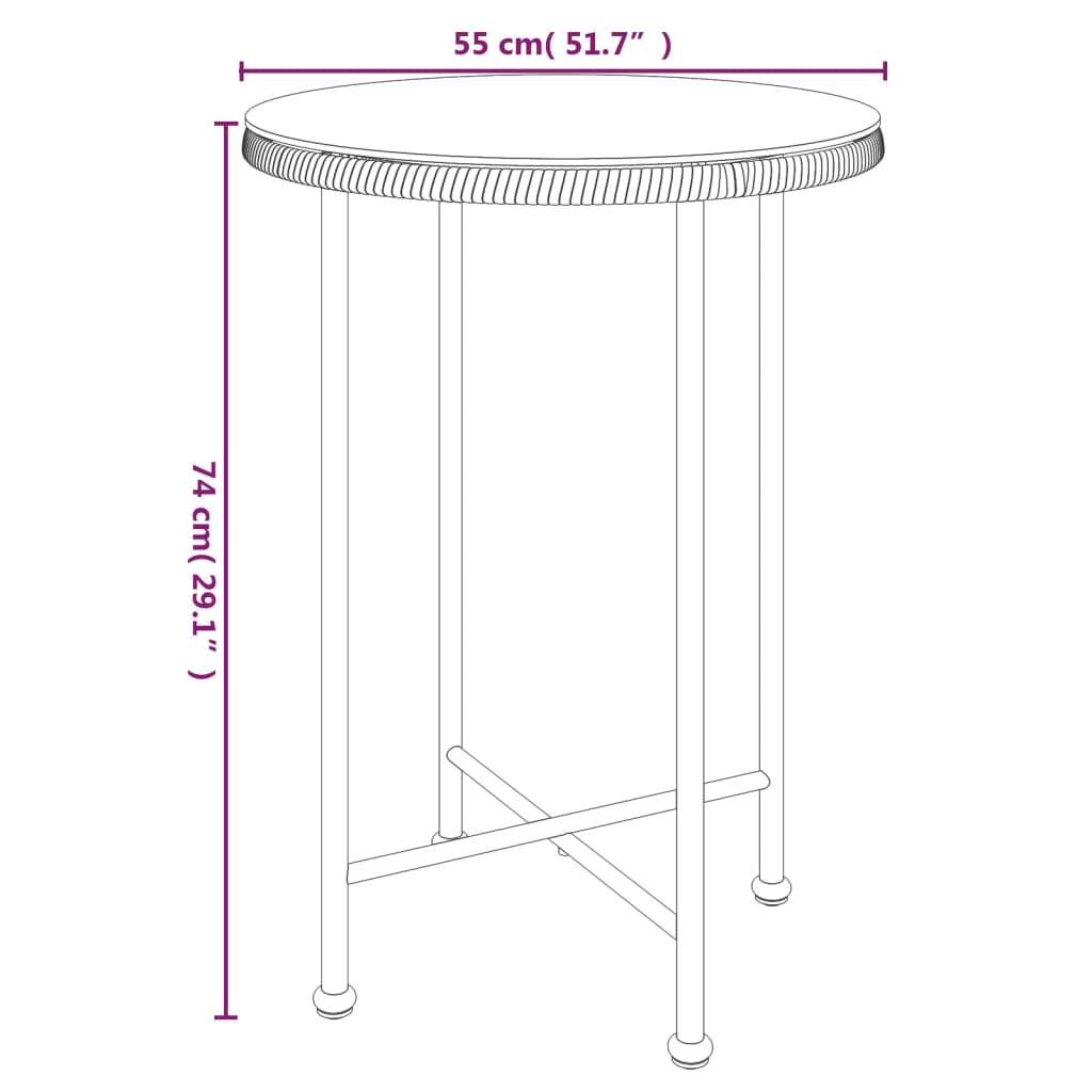 Black dining table Ø55 cm Tempered glass and steel