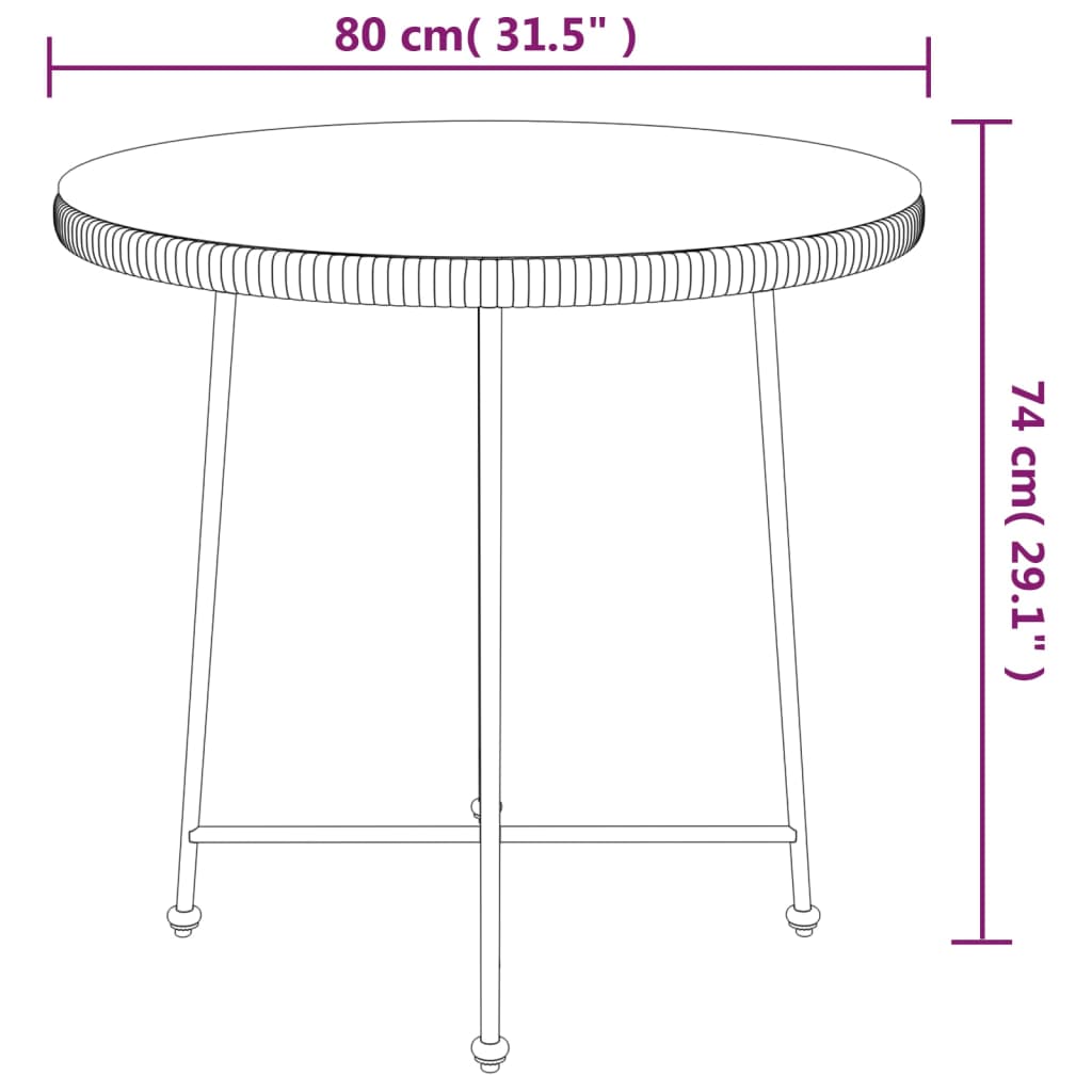 Table de salle à manger Ø80 cm Verre trempé et acier