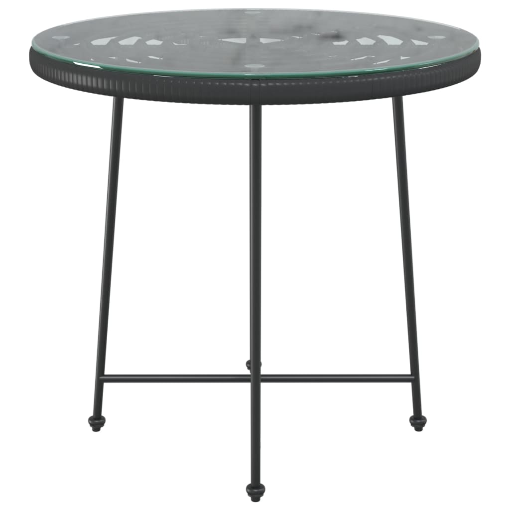 Table de salle à manger Noir Ø80 cm Verre trempé et acier