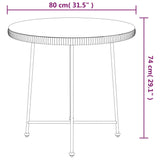 Table de salle à manger Noir Ø80 cm Verre trempé et acier