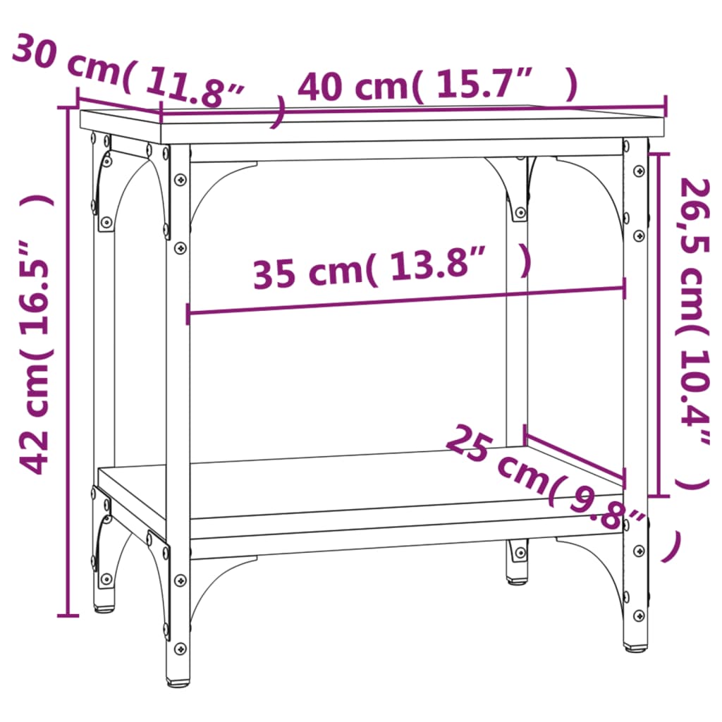 Table d'appoint Noir 40x30x42 cm Bois d'ingénierie