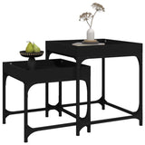 Tables d'appoint 2 pcs Noir Bois d'ingénierie