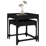 Tables d'appoint 2 pcs Noir Bois d'ingénierie