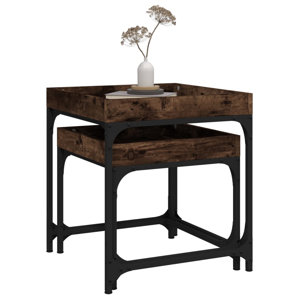 Side tables 2 pcs Smoked oak Engineered wood