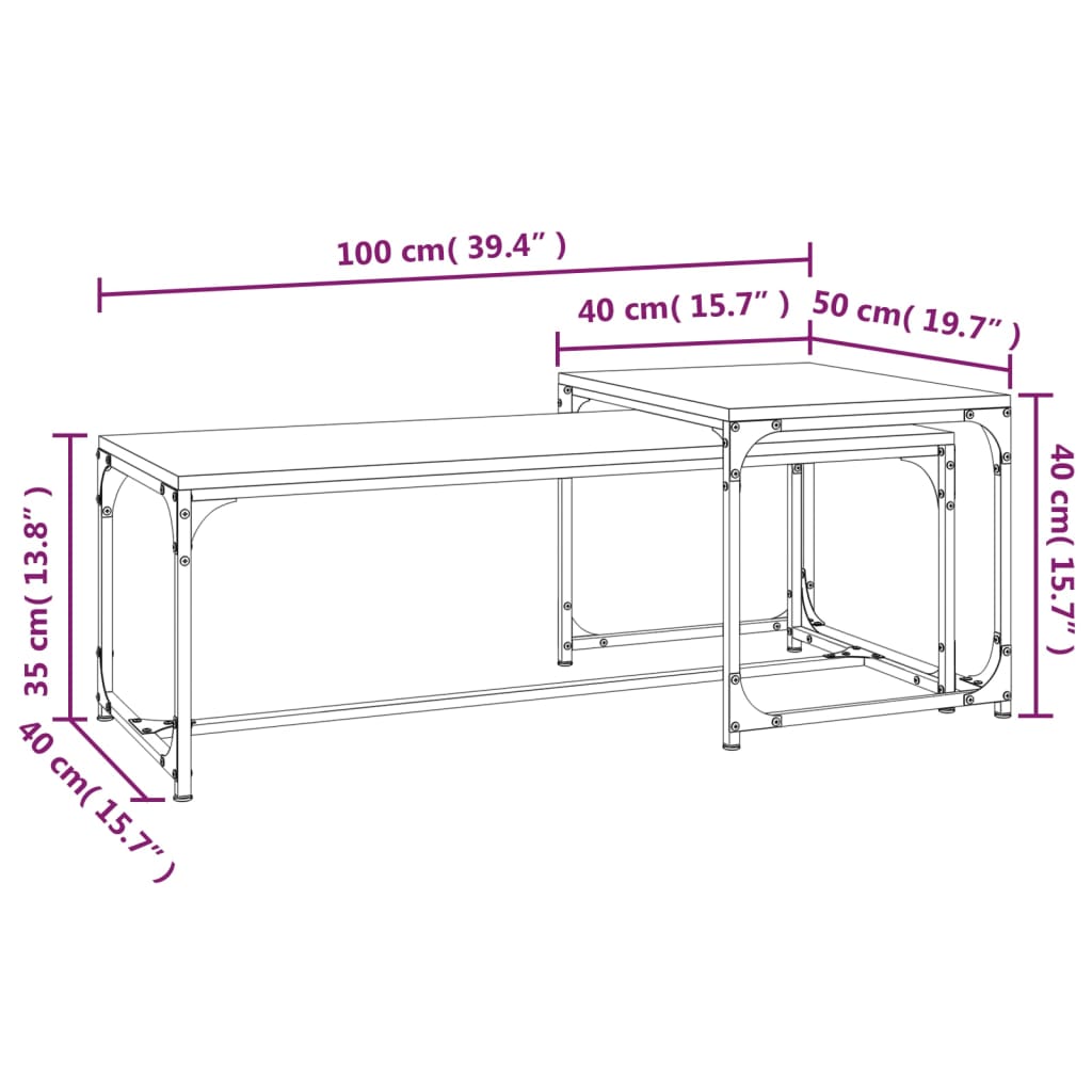 Tables basses 2 pcs Chêne fumé Bois d'ingénierie