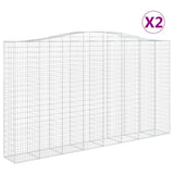 Paniers à gabions arqués 2 pcs 400x50x220/240 cm Fer galvanisé