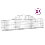 Paniers à gabions arqués 3 pcs 200x30x40/60 cm Fer galvanisé