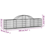 Paniers à gabions arqués 3 pcs 200x30x40/60 cm Fer galvanisé