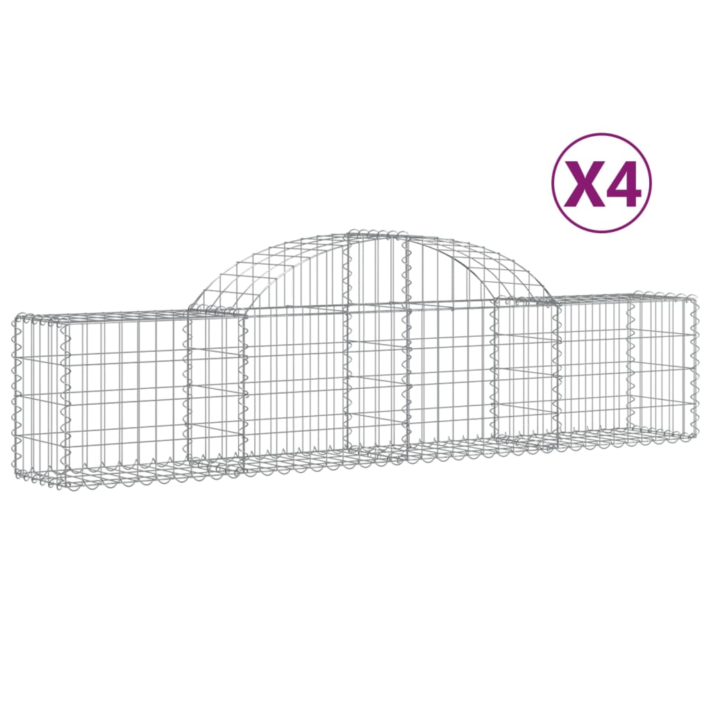 Paniers à gabions arqués 4 pcs 200x30x40/60 cm Fer galvanisé