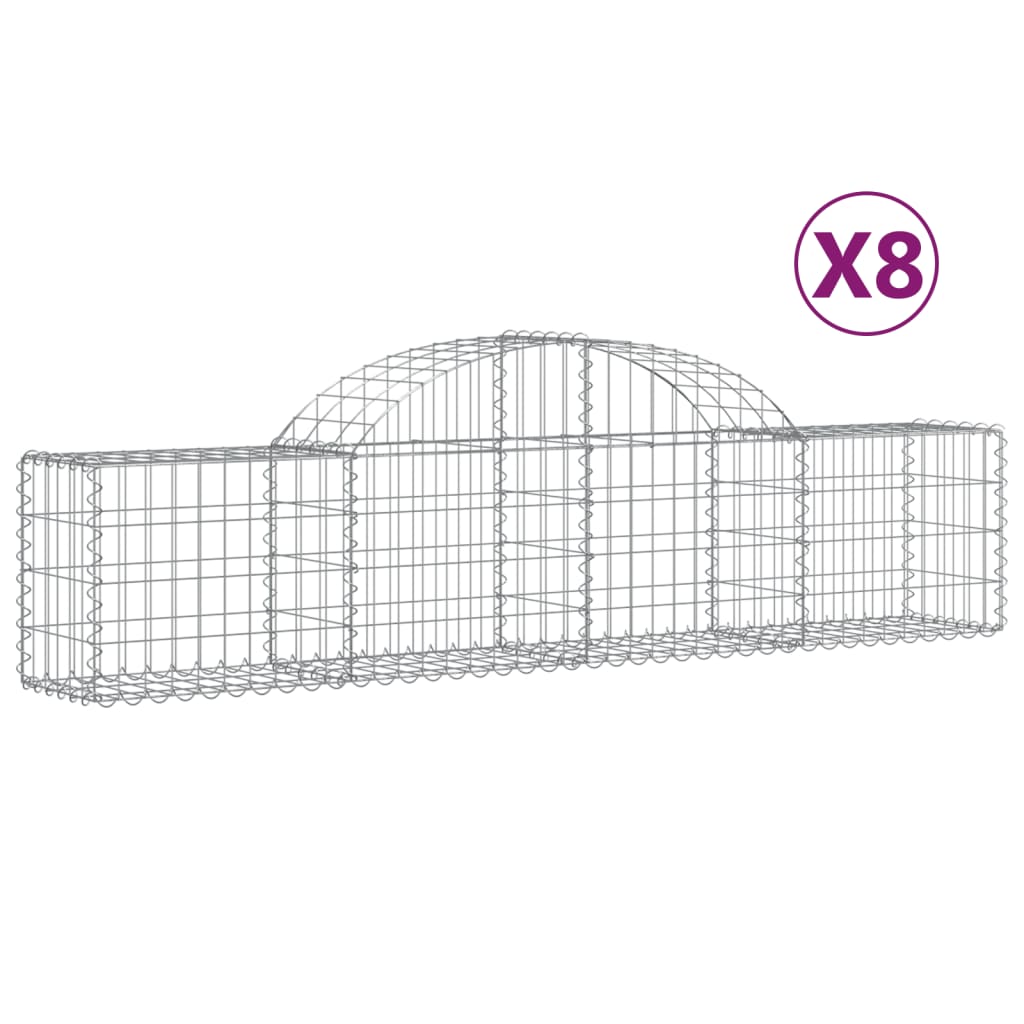 Paniers à gabions arqués 8 pcs 200x30x40/60 cm Fer galvanisé