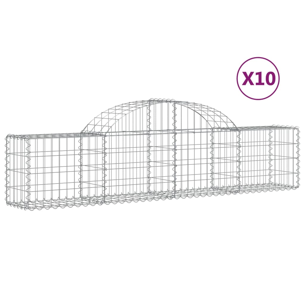 Paniers à gabions arqués 10 pcs 200x30x40/60 cm Fer galvanisé