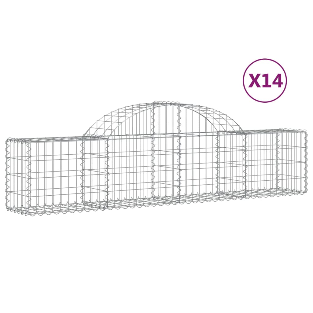 Paniers à gabions arqués 14 pcs 200x30x40/60 cm Fer galvanisé