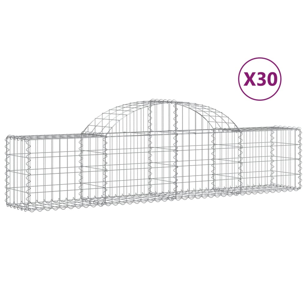 Paniers à gabions arqués 30 pcs 200x30x40/60 cm Fer galvanisé