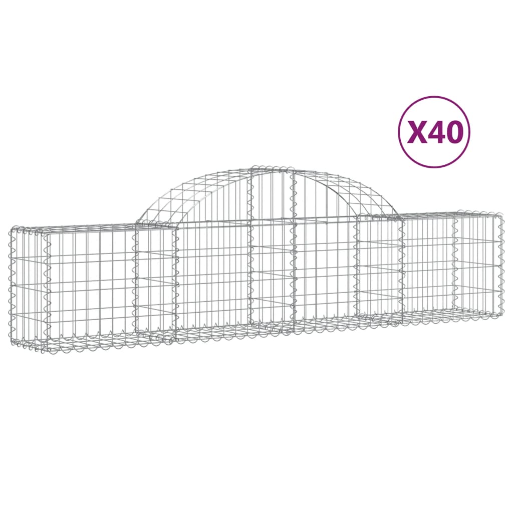 Paniers à gabions arqués 40 pcs 200x30x40/60 cm Fer galvanisé