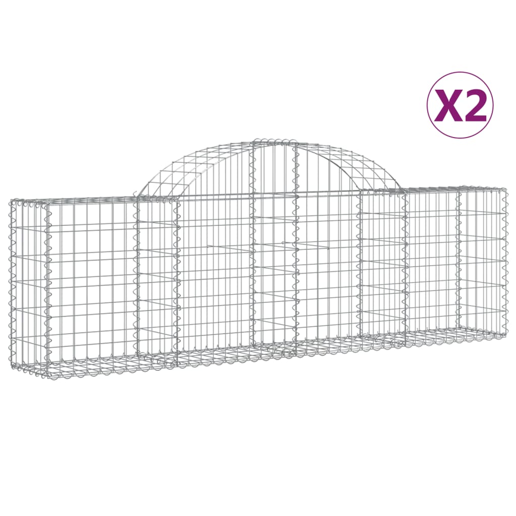 Paniers à gabions arqués 2 pcs 200x30x60/80 cm Fer galvanisé