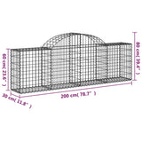 Paniers à gabions arqués 2 pcs 200x30x60/80 cm Fer galvanisé