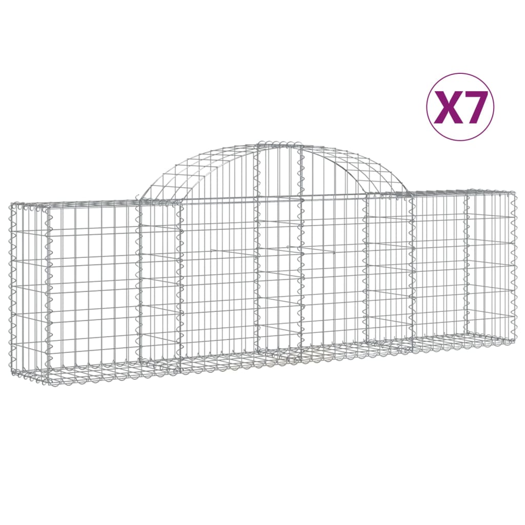 Paniers à gabions arqués 7 pcs 200x30x60/80 cm Fer galvanisé