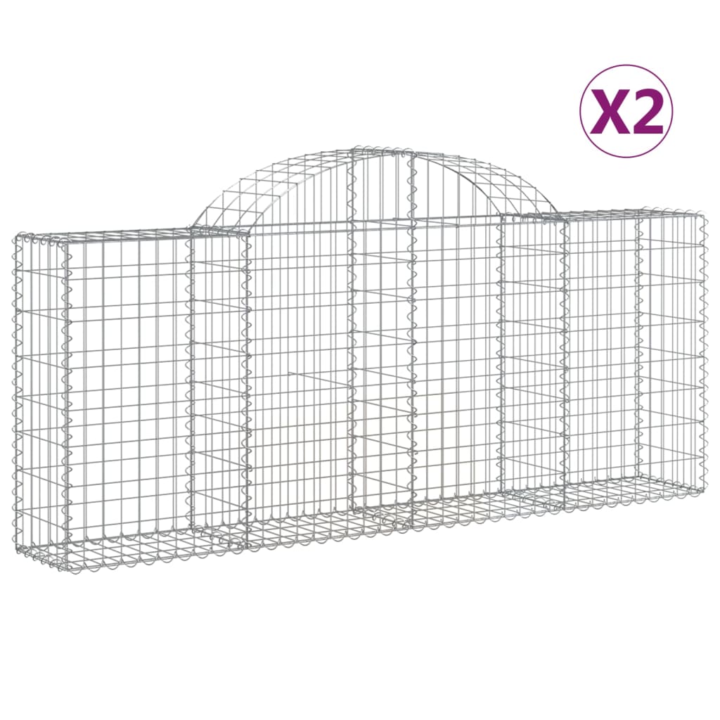 Paniers à gabions arqués 2 pcs 200x30x80/100 cm Fer galvanisé