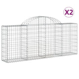 Paniers à gabions arqués 2 pcs 200x30x80/100 cm Fer galvanisé