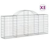 Paniers à gabions arqués 3 pcs 200x30x80/100 cm Fer galvanisé