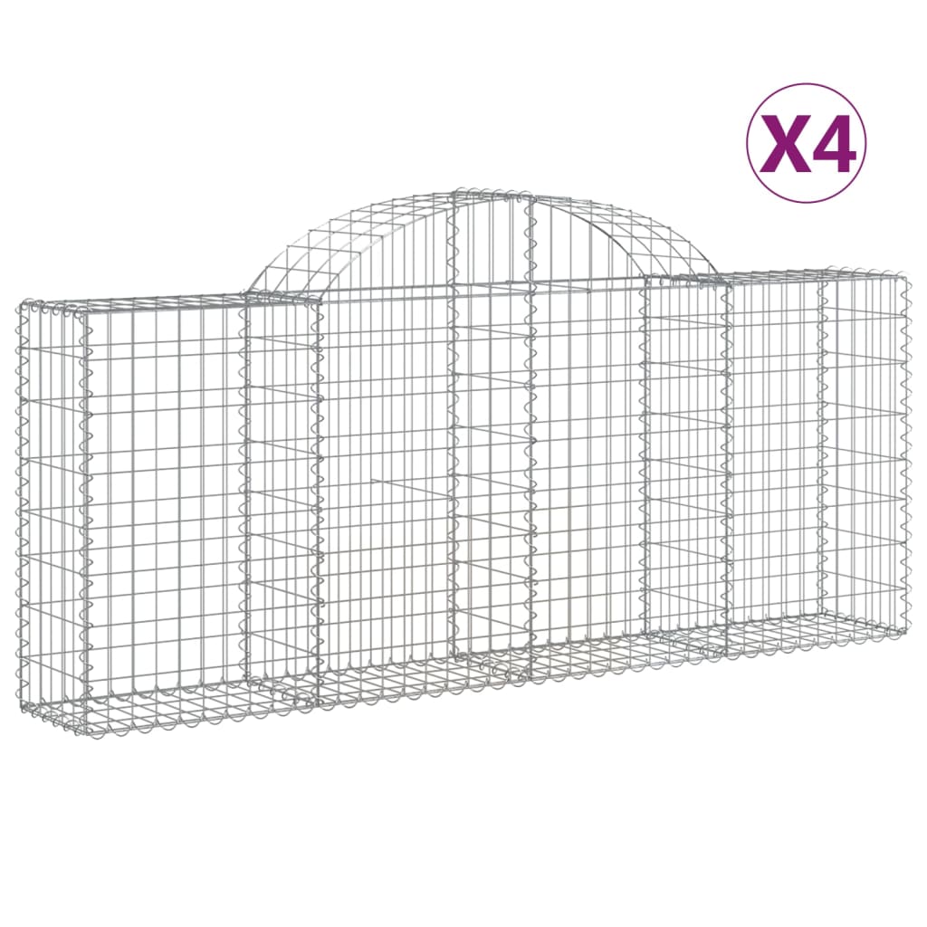 Paniers à gabions arqués 4 pcs 200x30x80/100 cm Fer galvanisé