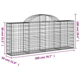 Paniers à gabions arqués 5 pcs 200x30x80/100 cm Fer galvanisé