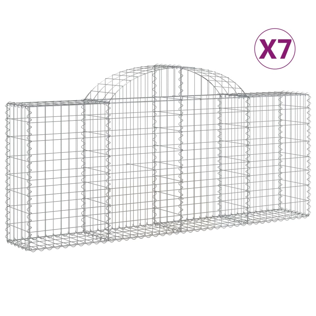 Paniers à gabions arqués 7 pcs 200x30x80/100 cm Fer galvanisé