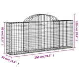 Paniers à gabions arqués 8 pcs 200x30x80/100 cm Fer galvanisé