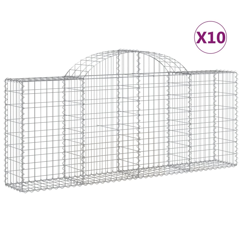 Paniers à gabions arqués 10 pcs 200x30x80/100 cm Fer galvanisé