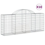 Paniers à gabions arqués 10 pcs 200x30x80/100 cm Fer galvanisé