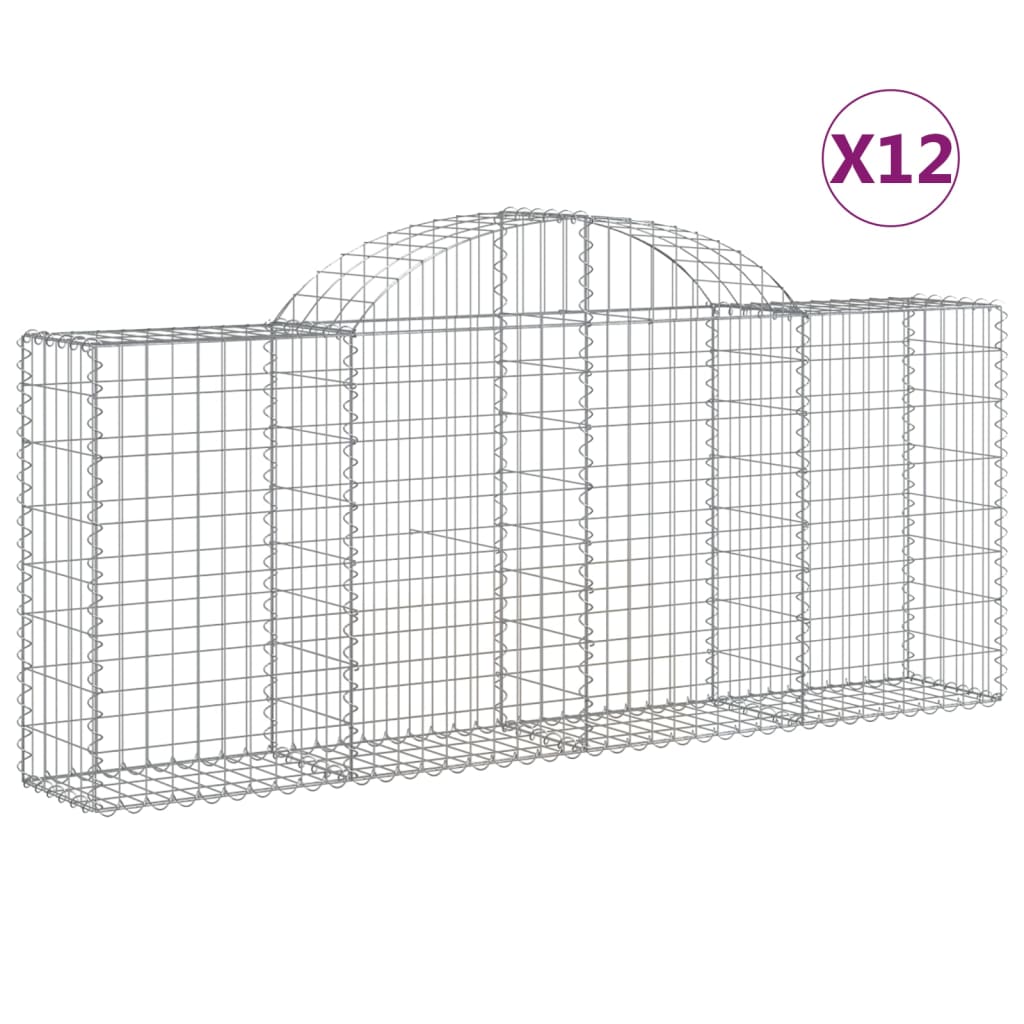 Arched Gabion Baskets 12 pcs 200x30x80/100 cm Galvanized Iron