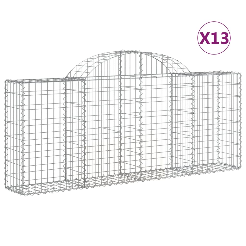 Arched Gabion Baskets 13 pcs 200x30x80/100 cm Galvanized Iron