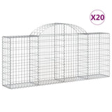 Paniers à gabions arqués 20 pcs 200x30x80/100 cm Fer galvanisé