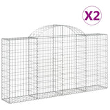 Paniers à gabions arqués 2 pcs 200x30x100/120 cm Fer galvanisé