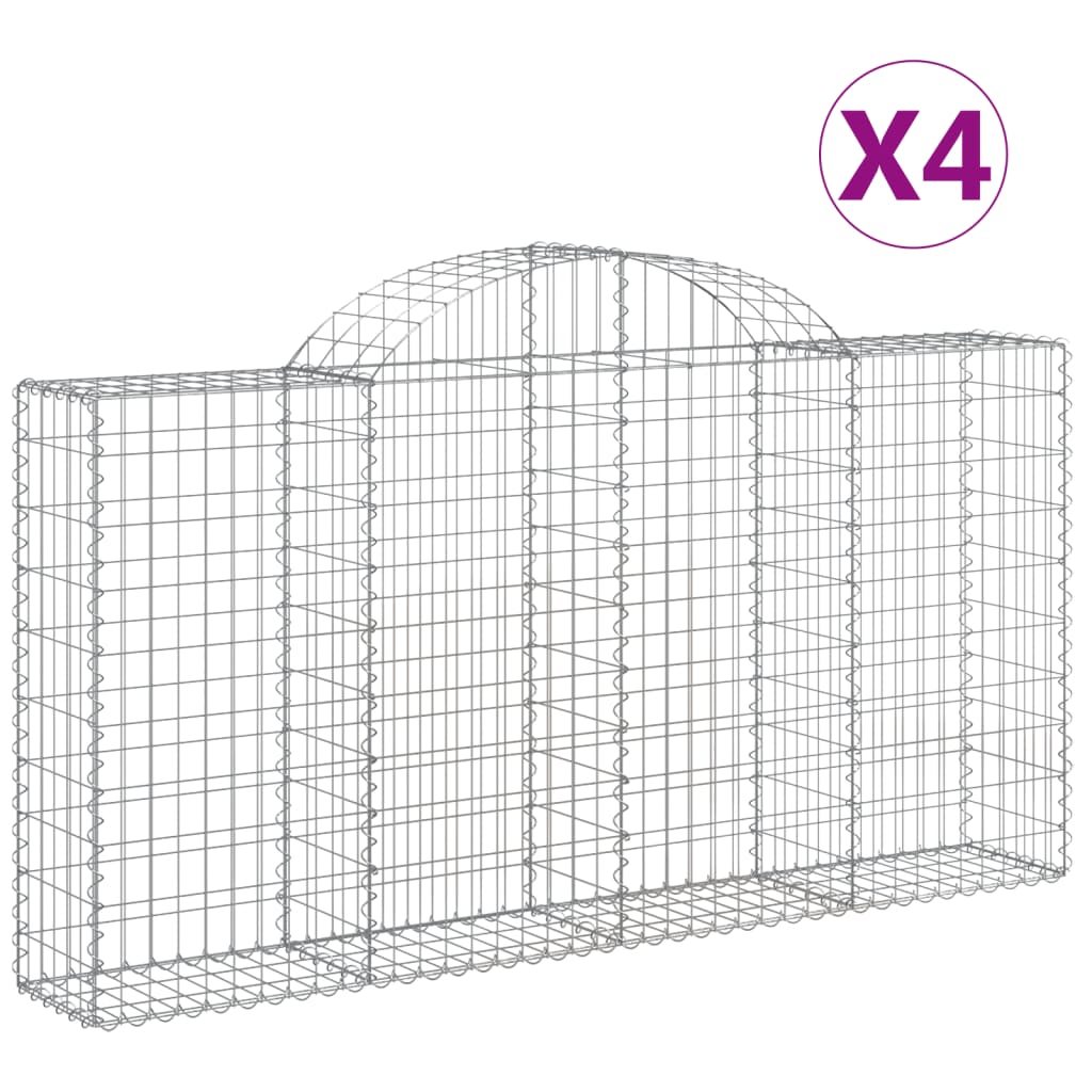 Paniers à gabions arqués 4 pcs 200x30x100/120 cm Fer galvanisé