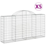 Paniers à gabions arqués 5 pcs 200x30x100/120 cm Fer galvanisé