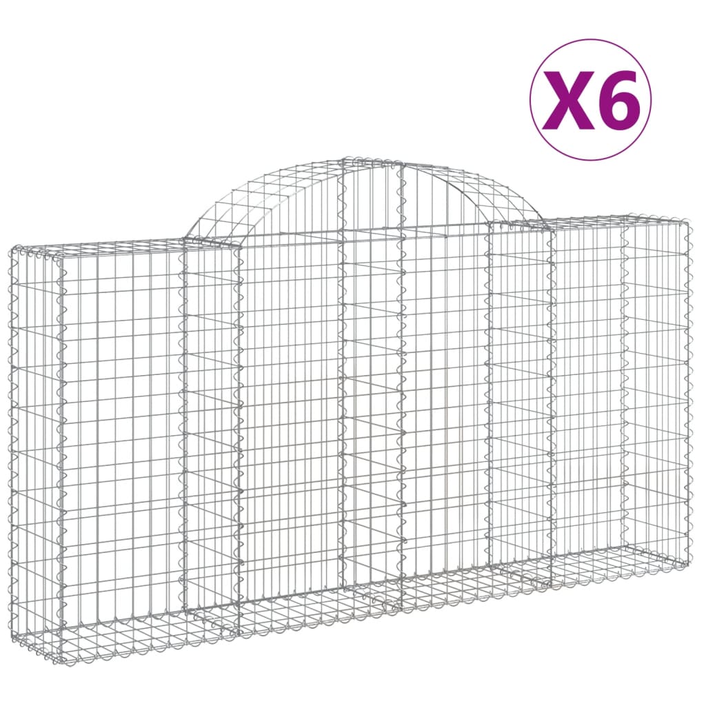 Paniers à gabions arqués 6 pcs 200x30x100/120 cm Fer galvanisé