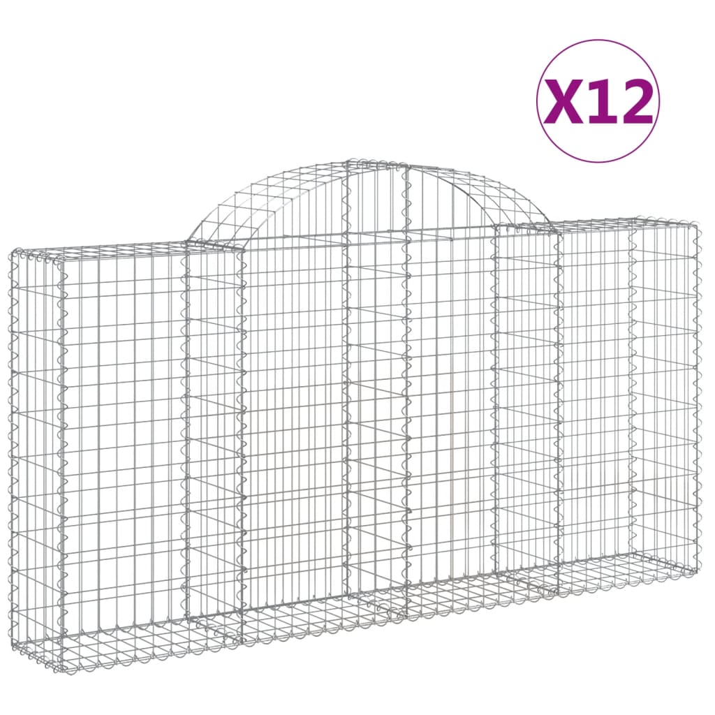 Arched Gabion Baskets 12 pcs 200x30x100/120 cm Galvanized Iron