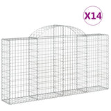 Arched Gabion Baskets 14 pcs 200x30x100/120 cm Galvanized Iron