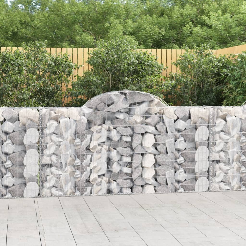 Arched Gabion Baskets 14 pcs 200x30x100/120 cm Galvanized Iron