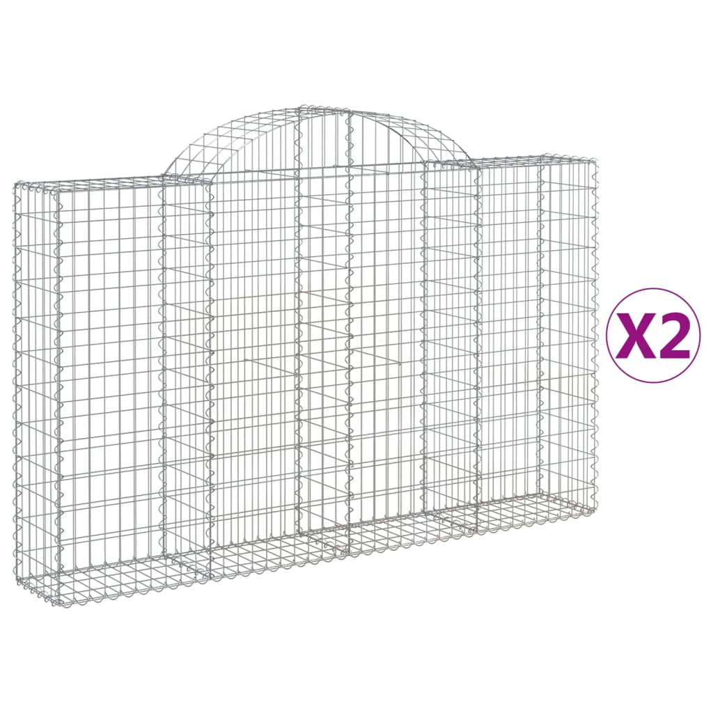 Paniers à gabions arqués 2 pcs 200x30x120/140 cm Fer galvanisé