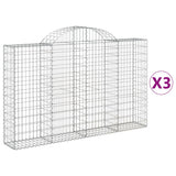 Paniers à gabions arqués 3 pcs 200x30x120/140 cm Fer galvanisé