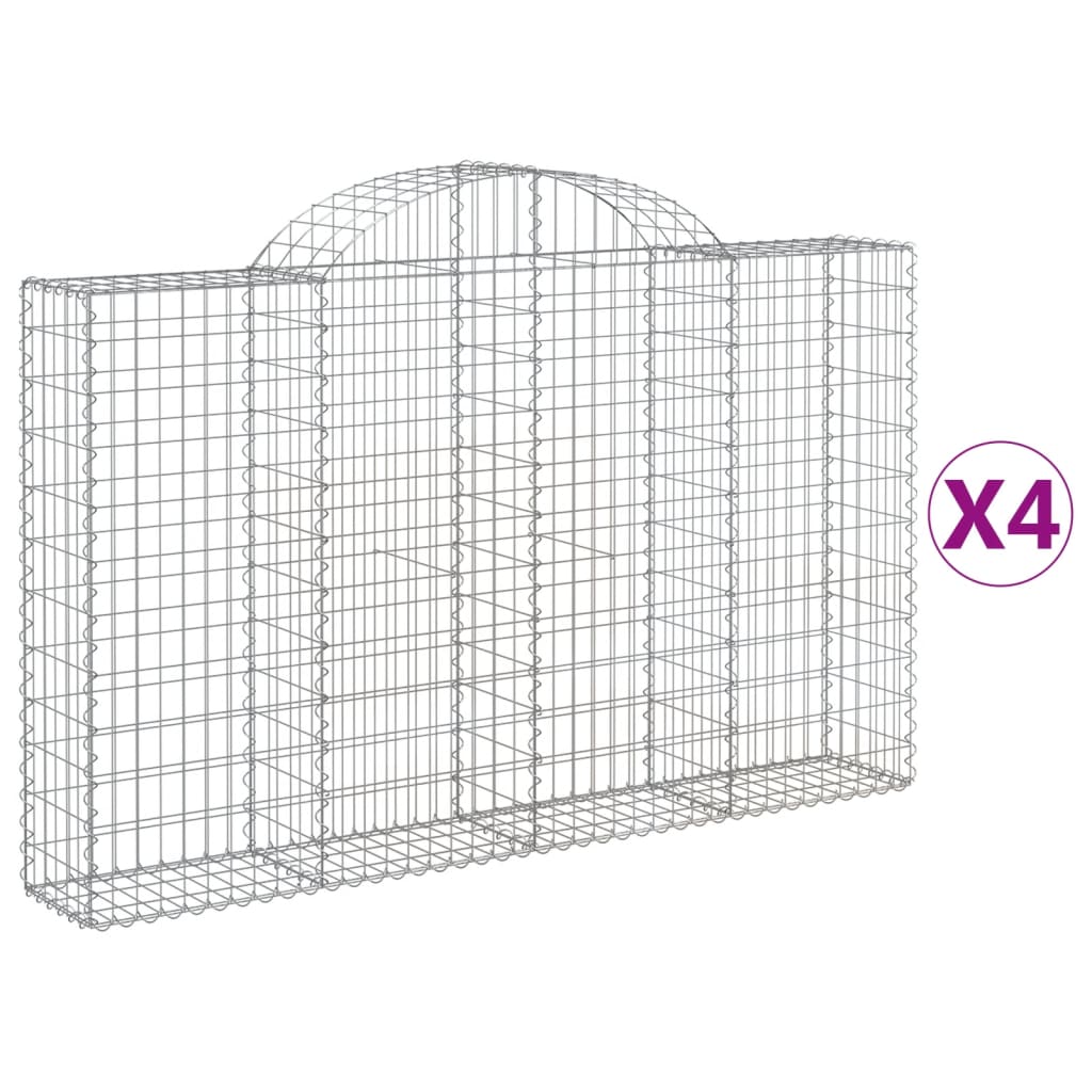 Paniers à gabions arqués 4 pcs 200x30x120/140 cm Fer galvanisé