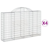 Paniers à gabions arqués 4 pcs 200x30x120/140 cm Fer galvanisé