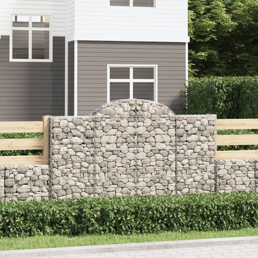 Paniers à gabions arqués 4 pcs 200x30x120/140 cm Fer galvanisé